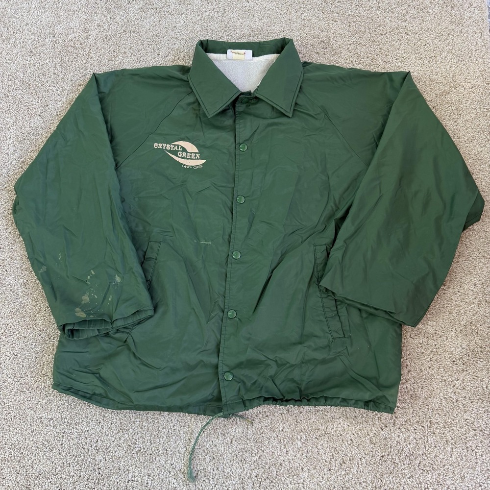Vintage Hartwell Jacket Mens Large Green Nylon Crystal Green Lawn Care Workwear
